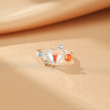 Bague Pierre de Lune ajustable argent cœur céleste zircons - Biloria
