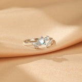 Bague Pierre de Lune Ajustable – Argent Plaqué Or - Biloria