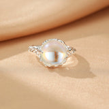 Bague Pierre de Lune Ajustable – Argent S925, Bijou Déco Bureau - Biloria