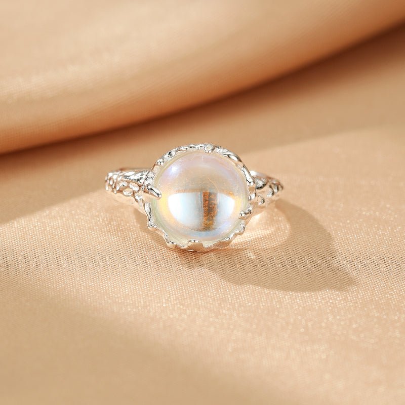 Bague Pierre de Lune Ajustable – Argent S925, Bijou Déco Bureau - Biloria