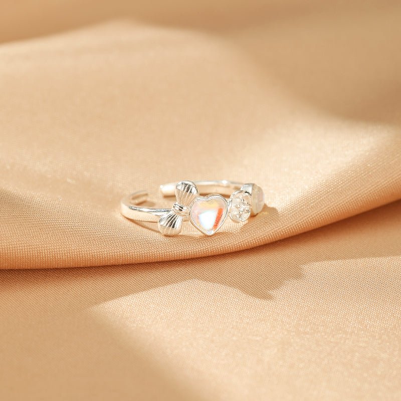 Bague Pierre de Lune Ajustable Argent S925 – Bijou Fleur Intuition - Biloria