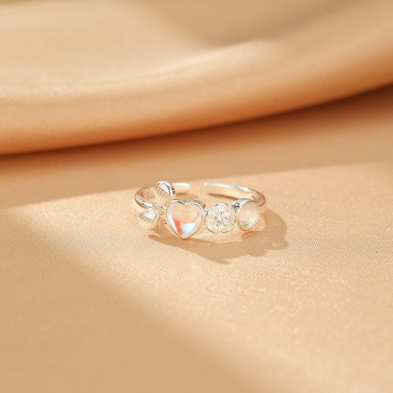 Bague Pierre de Lune Ajustable Argent S925 – Bijou Fleur Intuition - Biloria