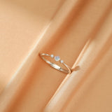 Bague Pierre de Lune Ajustable Argent S925 Zircon - Biloria