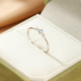 Bague Pierre de Lune Ajustable Argent S925 Zircon - Biloria