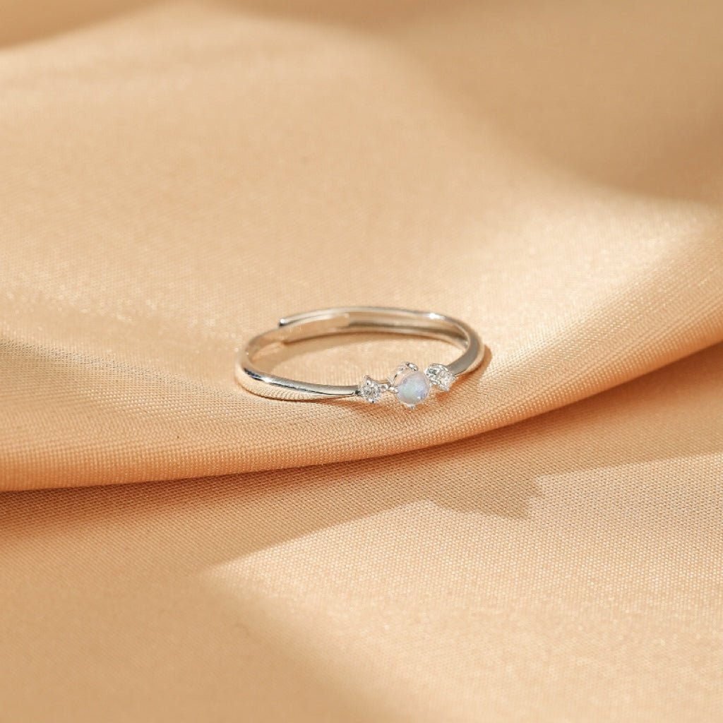 Bague Pierre de Lune Ajustable Argent S925 Zircon - Biloria