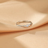 Bague Pierre de Lune ajustable Argent S925 zircons - Biloria