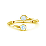 Bague Pierre de Lune Ajustable – Bijou Féminin Argent Plaqué Or - Biloria