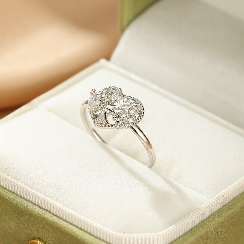 Bague Pierre de Lune Arbre de Vie ajustable Argent 925 - Biloria