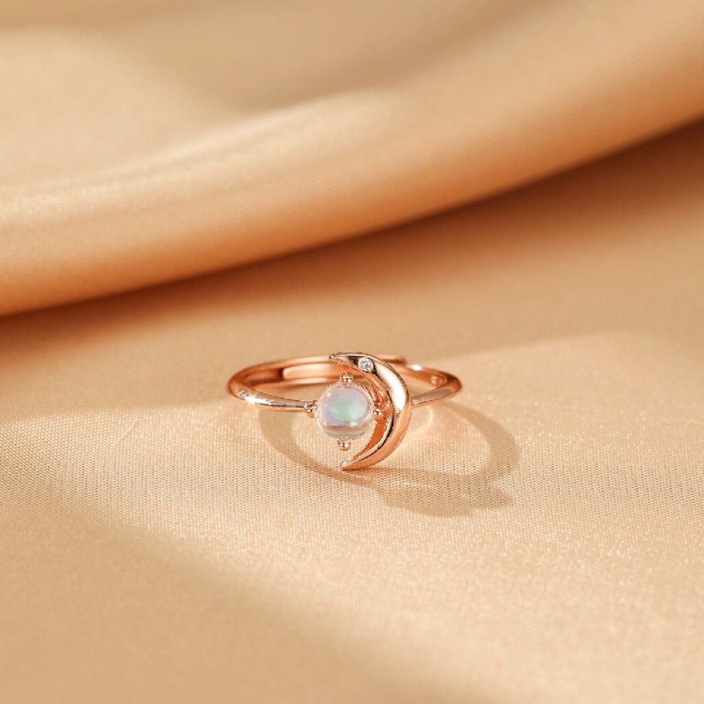 Bague Pierre de Lune Argent Plaqué Or - Bijou Ajustable - Biloria