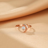 Bague Pierre de Lune Argent Plaqué Or - Bijou Ajustable - Biloria