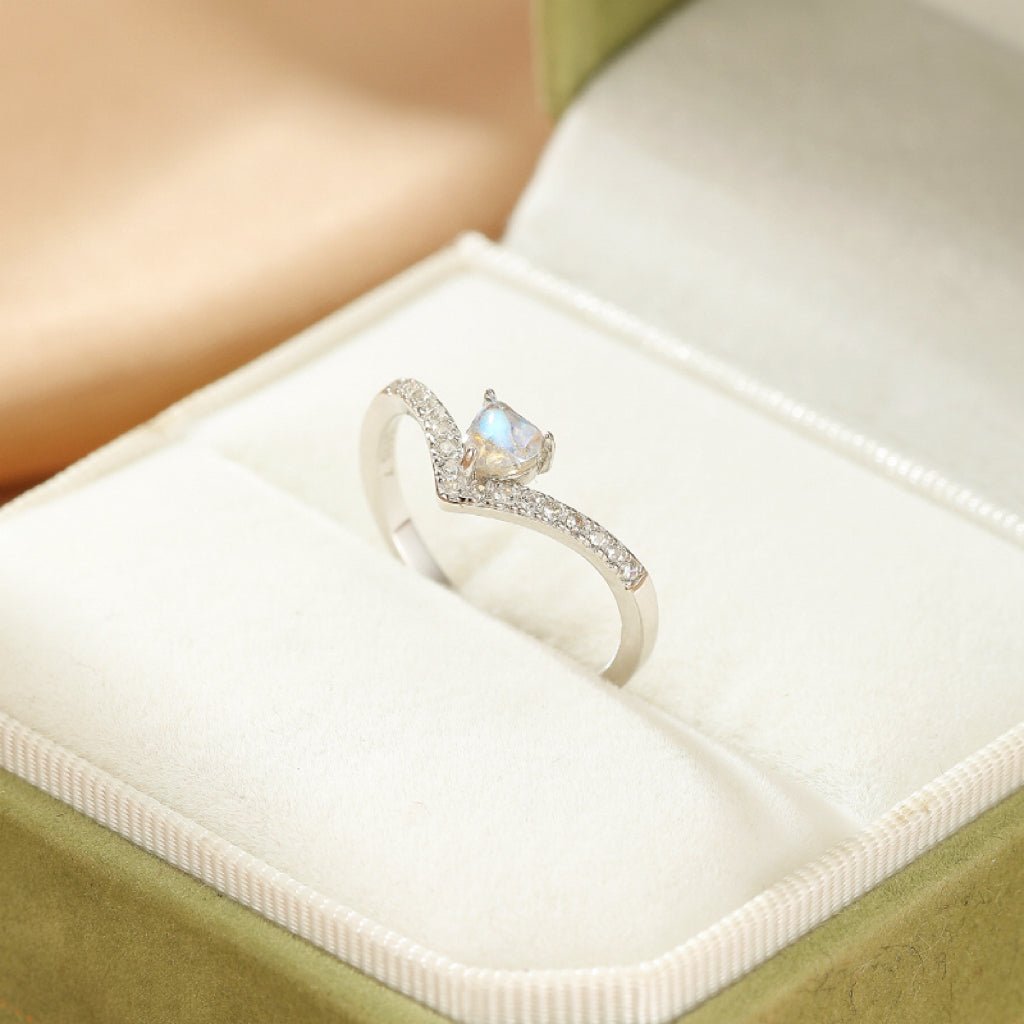 Bague Pierre de Lune Cœur Céleste Argent S925 - Biloria