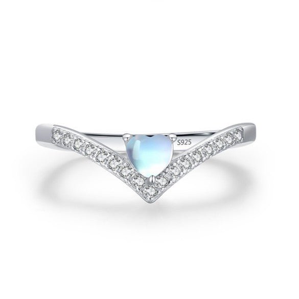 Bague Pierre de Lune Cœur Céleste Argent S925 - Biloria
