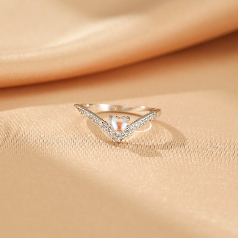 Bague Pierre de Lune Cœur Céleste Argent S925 - Biloria