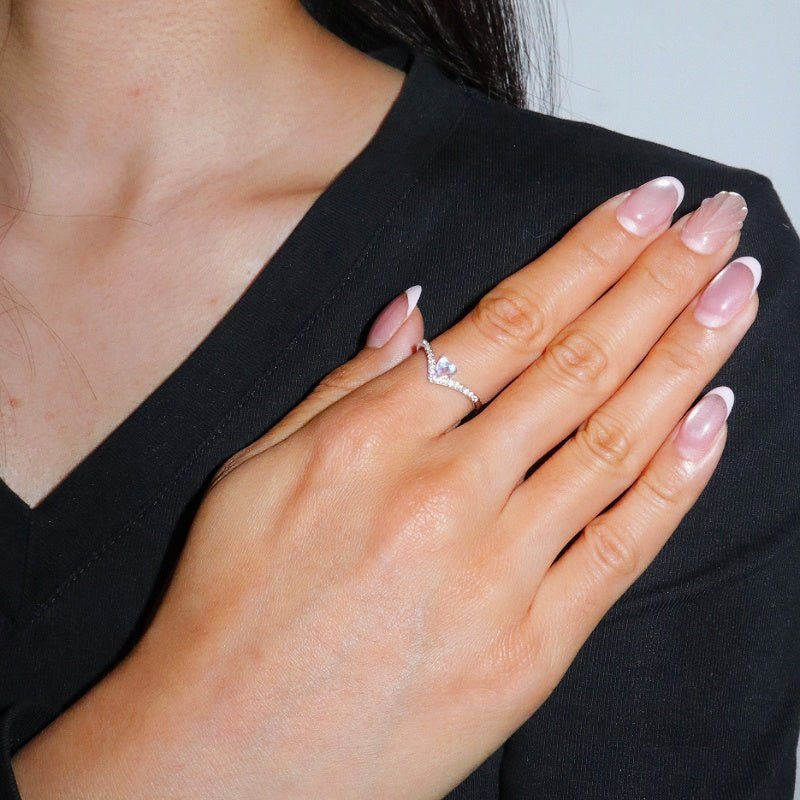 Bague Pierre de Lune Cœur Céleste Argent S925 Faite Main - Biloria