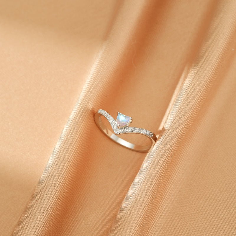 Bague Pierre de Lune Cœur Céleste Argent S925 Faite Main - Biloria