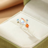 Bague Pierre de Lune Cœur Céleste - Bijou Ajustable Argent S925 - Biloria