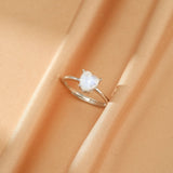 Bague Pierre de Lune Cœur Lunaire en Argent S925 Ajustable - Biloria