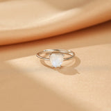 Bague Pierre de Lune Cœur Lunaire en Argent S925 – Bijou Ajustable - Biloria