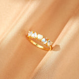 Bague Pierre de Lune en Argent Plaqué Or - Bijou Fait Main - Biloria