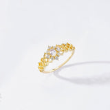 Bague Pierre de Lune Fleur de Lune Argent Plaqué Or - Biloria