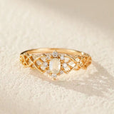 Bague Pierre de Lune Fleur de Lune Argent Plaqué Or - Biloria