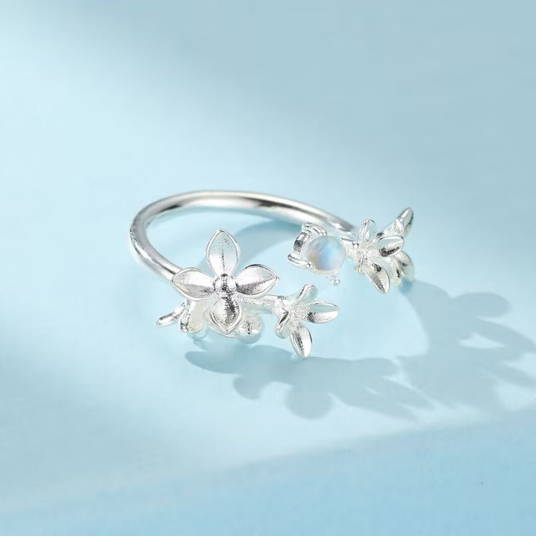 Bague Pierre de Lune Halo Divin pour Bureau - Argent - Biloria