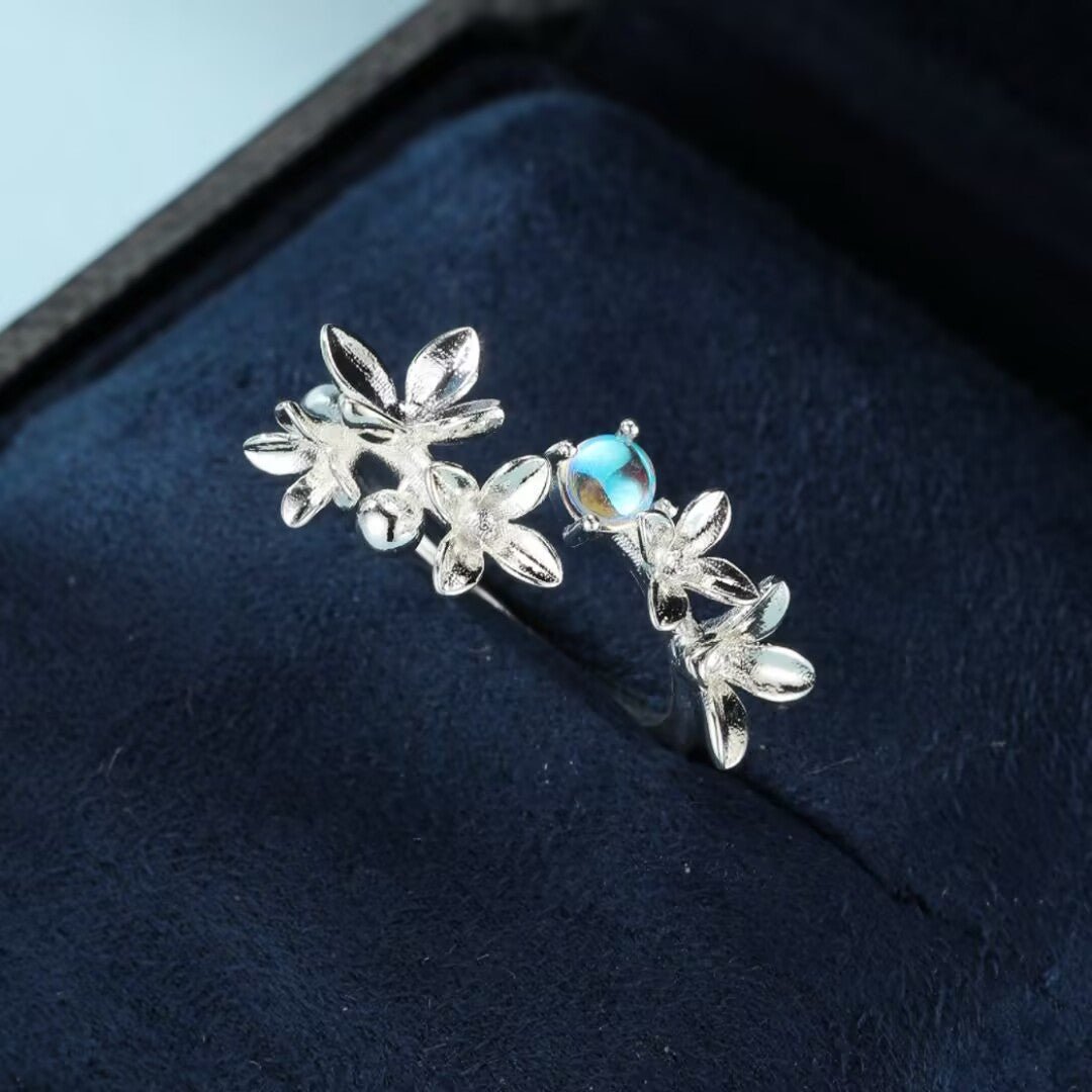 Bague Pierre de Lune Halo Divin pour Bureau - Argent - Biloria