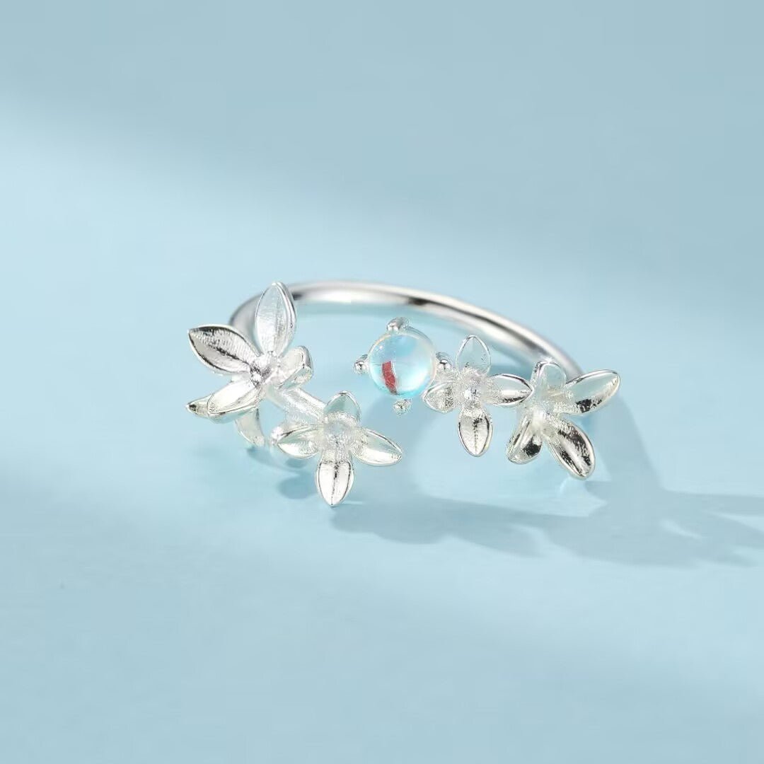 Bague Pierre de Lune Halo Divin pour Bureau - Argent - Biloria