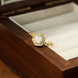 Bague Pierre de Lune Hexagone, Argent Plaqué Or et Zircon - Biloria
