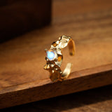 Bague Pierre de Lune Jardin de Lumière, Argent Plaqué Or - Biloria