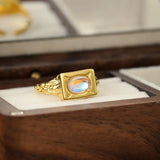 Bague Pierre de Lune Lueur Impériale en Argent Plaqué Or - Biloria