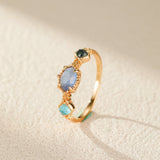 Bague Pierre de Lune Luna – Argent Plaqué Or, Bijou Spirituel - Biloria