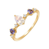 Bague Pierre de Lune Tanzanite Zircon - Argent Plaqué Or - Biloria