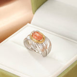Bague Pierre de Soleil Plume Solaire Argent 925 - Biloria