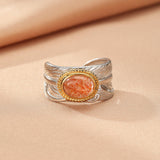 Bague Pierre de Soleil Plume Solaire Argent 925 - Biloria