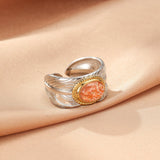 Bague Pierre de Soleil Plume Solaire Argent 925 - Biloria