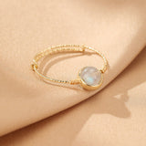 Bague Pierre Naturelle Ajustable – Labradorite Quartz Agate - Biloria
