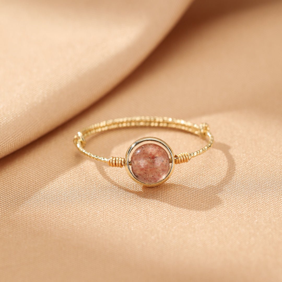 Bague Pierre Naturelle Ajustable – Labradorite Quartz Agate - Biloria