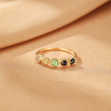 Bague pierres naturelles Labradorite Chrysoprase Péridot méditation - Biloria