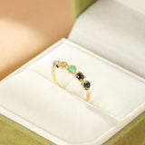 Bague pierres naturelles Labradorite Chrysoprase Péridot méditation - Biloria