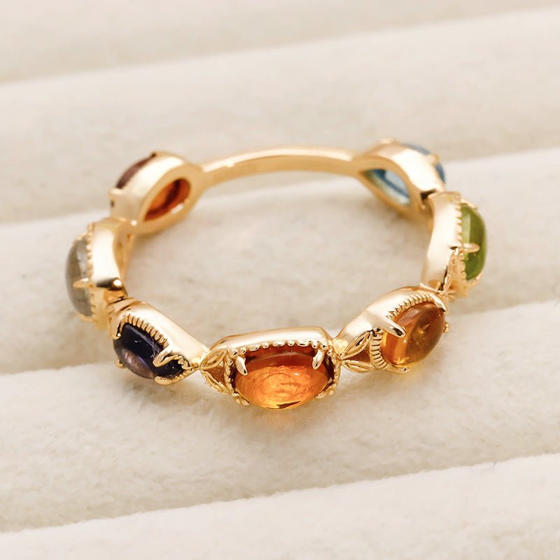 Bague pierres naturelles revitalisantes - argent plaqué or 14K - Biloria