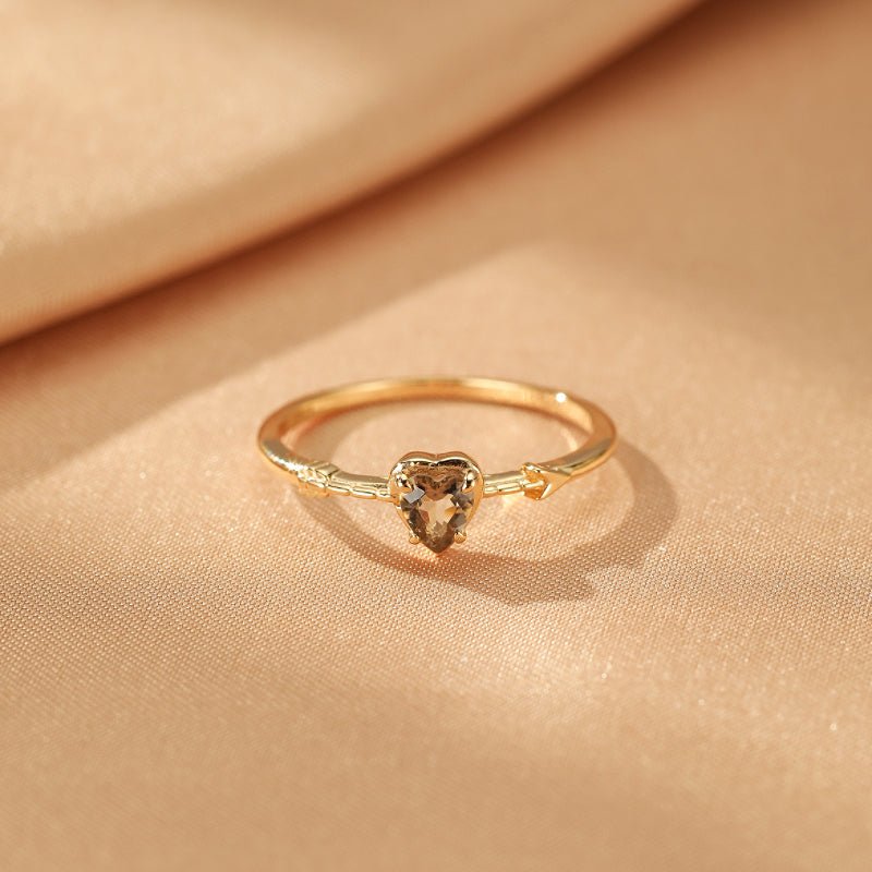 Bague Quartz Fumé Flèche Amour Argent Plaqué Or 14K - Biloria