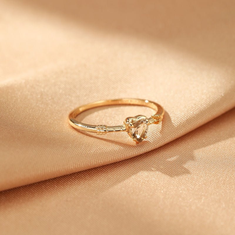 Bague Quartz Fumé Flèche Amour Argent Plaqué Or 14K - Biloria