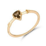 Bague Quartz Fumé Flèche Amour Argent Plaqué Or 14K - Biloria