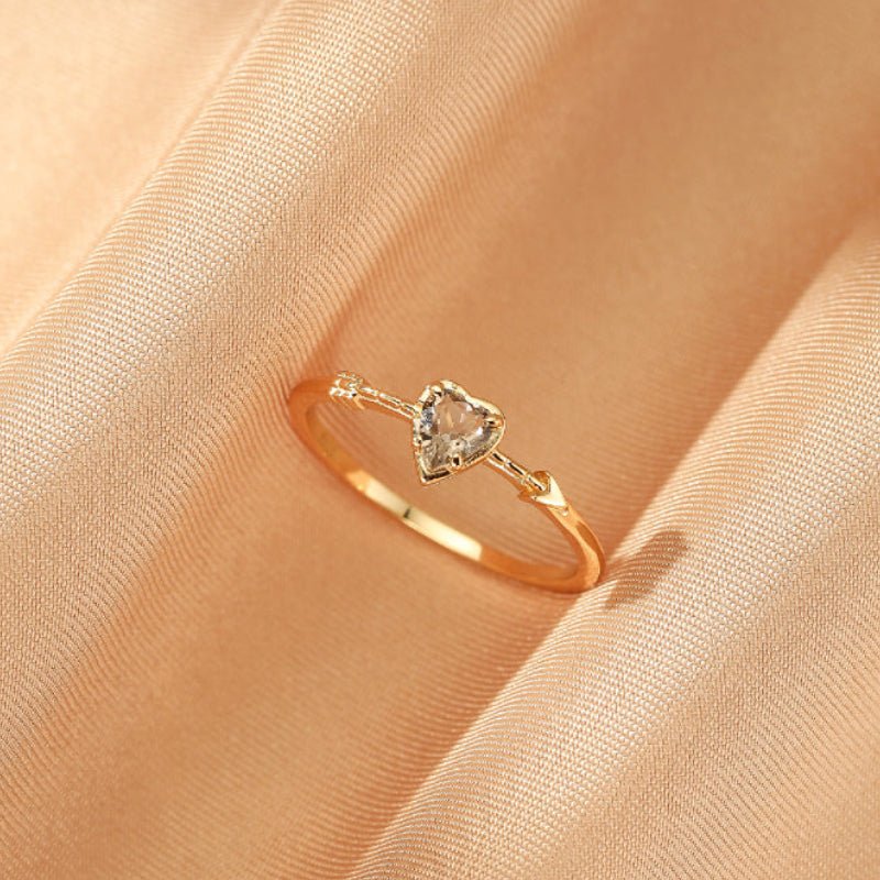 Bague Quartz Fumé Flèche Amour Argent Plaqué Or 14K - Biloria