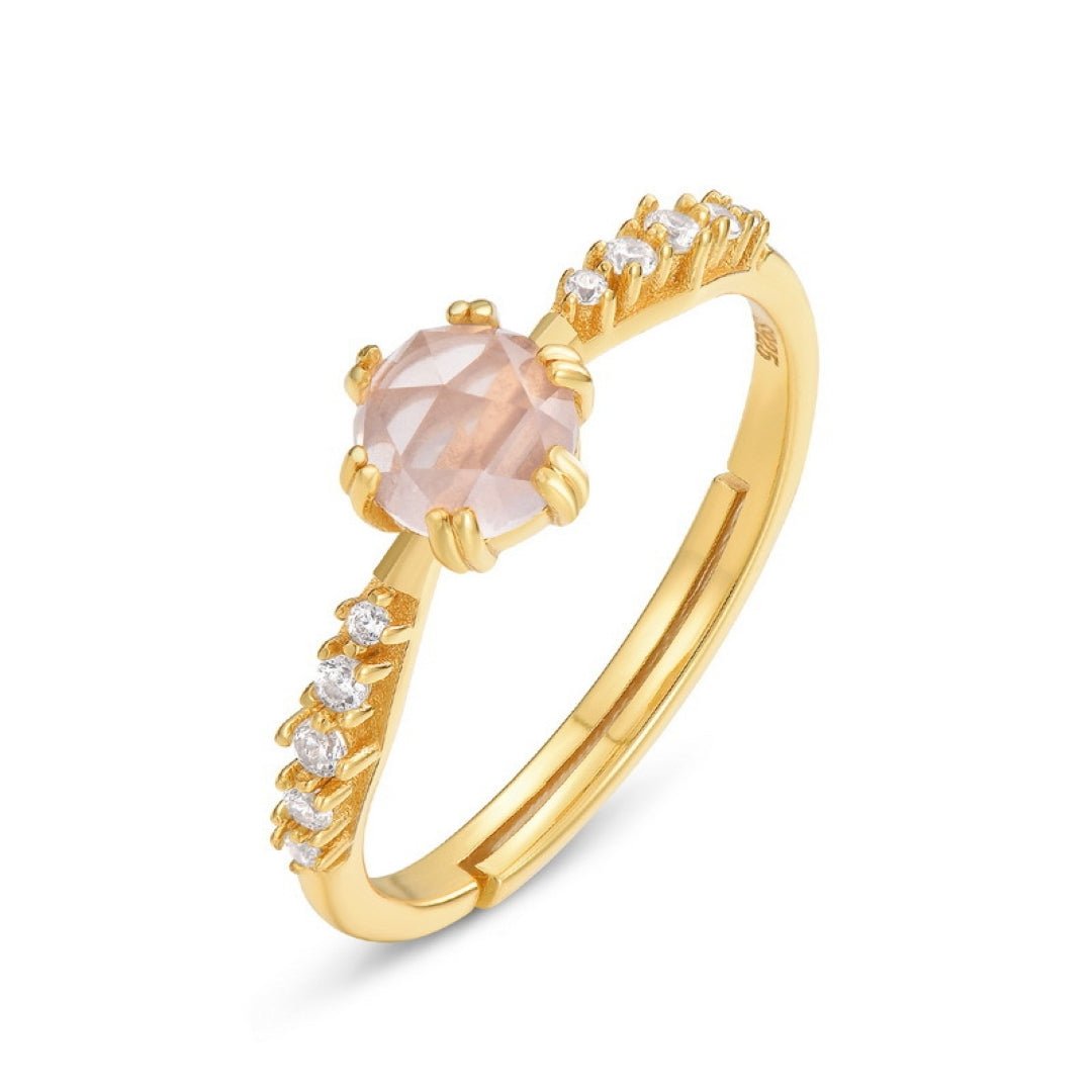 Bague Quartz Rose : amour de soi et élégance dorée - Biloria