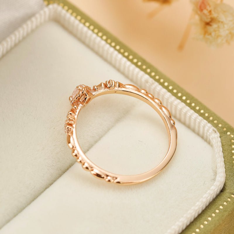 Bague Quartz Rose Amour Émotionnel - Argent Plaqué Or - Biloria