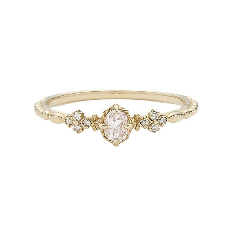 Bague Quartz Rose Amour Émotionnel - Argent Plaqué Or - Biloria