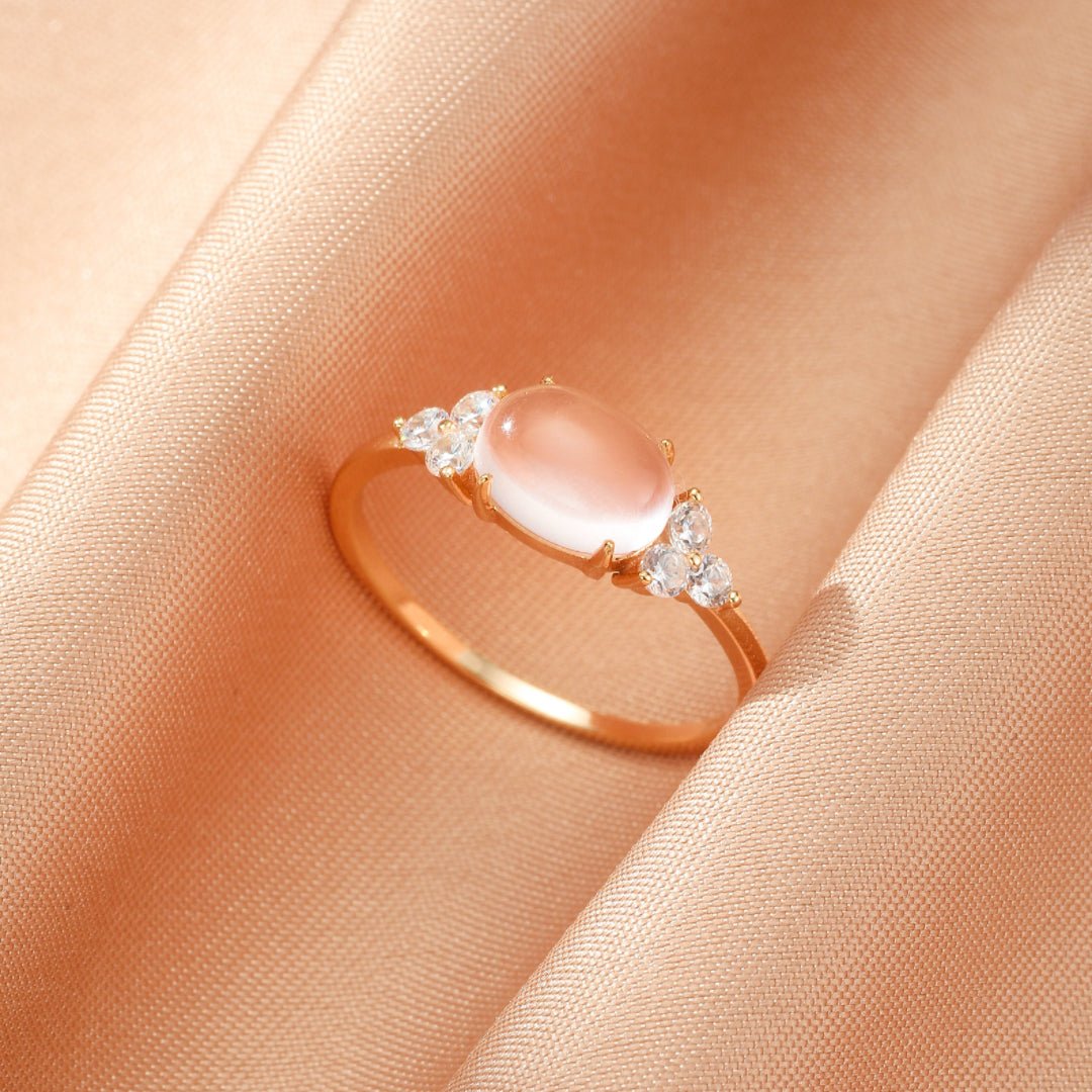 Bague Quartz Rose Éclat d'Étoile Argent Plaqué Or - Biloria