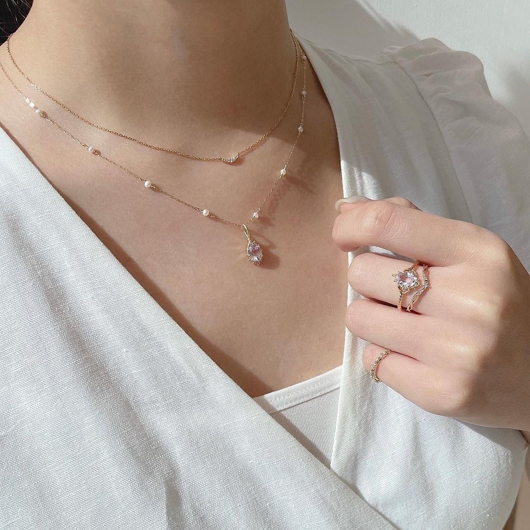 Bague Quartz Rose Floraison – Argent Plaqué Or pour Harmonie - Biloria